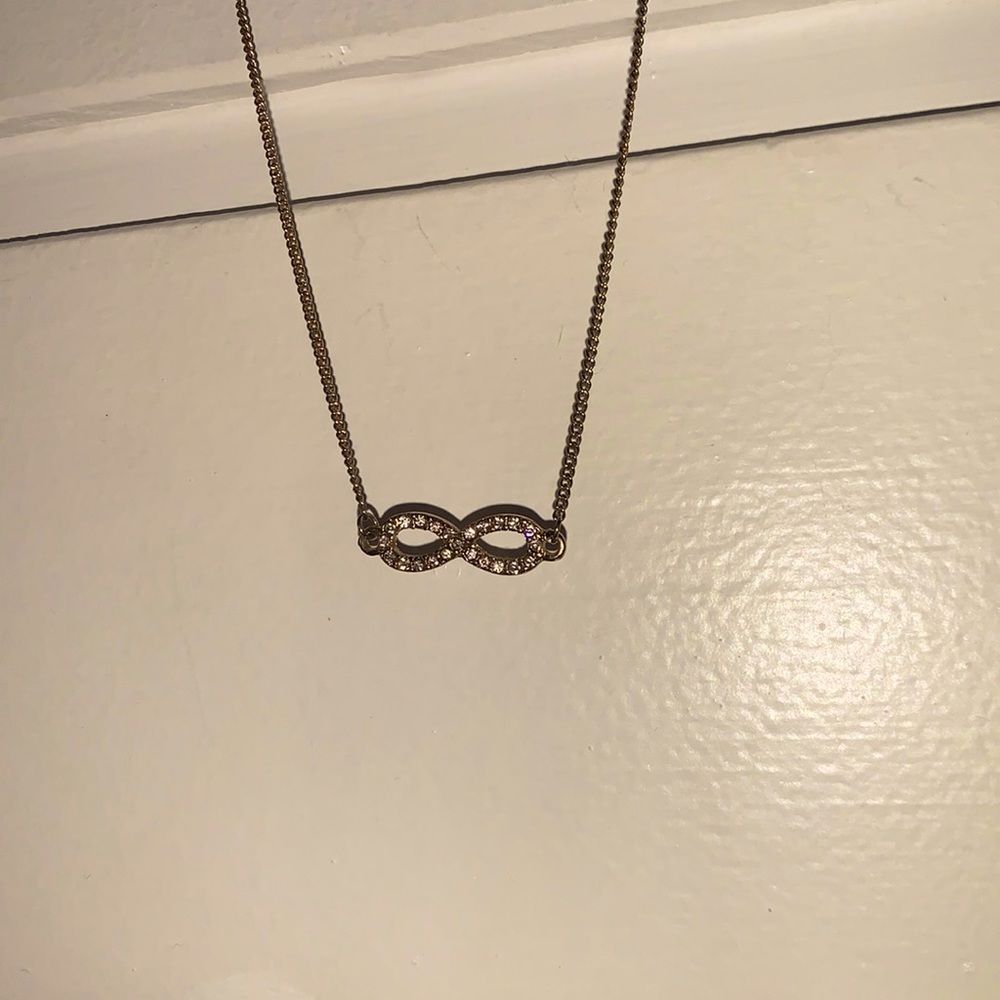 Gold Rhinestone Infinity Necklace